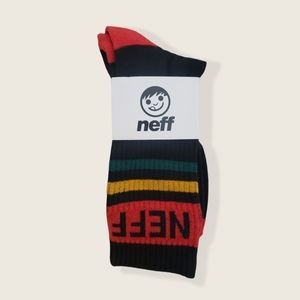 Neff Black Rasta Stripe Crew Socks